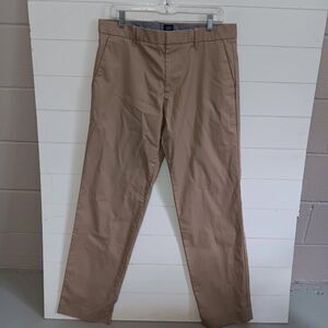Gap Khakis Trouser Cotton Dress Pants Men Size 32x32 Brown Tailored Straight Leg